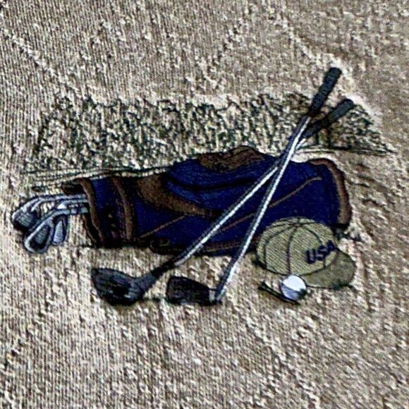 Vtg. Embroidered Sweater Mens Sz L Frankenmuth Woolen Mills Golf Preppy USA - Picture 2 of 11